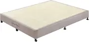 Mattress Base Ensemble King Size Solid Wooden Slat in Beige with Removable Cover