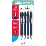 Uni Jetstream Retractable Rollerball Pen 0.7mm Black 4 Pack