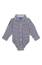 Andy & Evan Button-Up Long Sleeve Bodysuit in Navy at Nordstrom, Size 18-24M