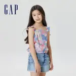 GAP 女童裝 輕薄方領花邊袖無袖上衣-彩色印花(622658)