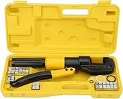 Hydraulic Crimping Tool 6 Tons, Integral Portable Pressure Crimping Tool with 16pcs Crimping Patterns, Electrical Terminal Cable Wire Tool Kit