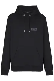 [BALMAIN] HOODIE WITH COUTURE LABEL L BLACK