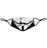 HEADSKINZ - REUSABLE COTTON FACE MASK with PM2.5 CARBON FILTER - V-ENDETTA
