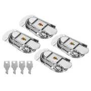 Suitcase Lock Hasp 2.64"x1.34", 4Pcs Iron Toggle Catch Latch with Key,Silver