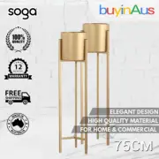 SOGA 2X 75CM Tall Gold Metal Hanging Corner Plant Pot Stand Home Office Decor