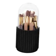 Makeup Brush Holder Organizer with Lid, 360 Degree Rotatable Makeup Black