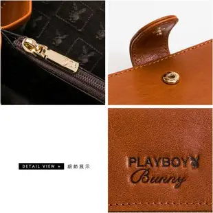 PLAYBOY - 拉鏈長夾 Leather系列 - 咖色