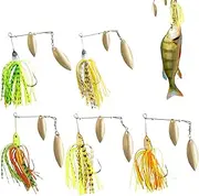 Spinnerbait Fishing Lures - 5 Bright Bass Fishing Kit | Hard Metal Multicolor Lures Spinnerbait for Trout, Freshwater Saltwater Pike Walleye Bass