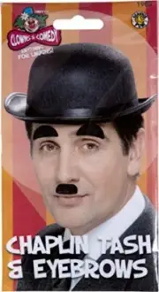 Smiffys Chaplin Tash and Eyebrows Self-Adhesive - Black