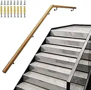 Wall Mounted Stair Railing - Solid Wood Hand Rails for Indoor Stairs with Stainless Steel Brackets, Decking Staircase Handrail Safety Non-Slip Grab Rail(12ft/360cm)