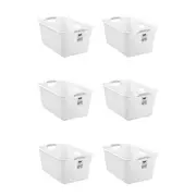 6x Boxsweden 45L Logan Laundry Basket Clothes Humper 59.5x39cm w/ Handle White