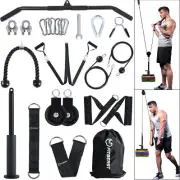 Gym Pulley System Triceps Bicep Curl LAT Pulldown Squat Rack Home Gym Set 24Pcs