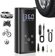 Tire Inflator Portable Air Compressor, 150 PSI Cordless Auto Air Pump for Car Tires 6000mAh Battery 12V DC Electric Tire Pump with Digital Pressure Gauge for Car Motorcycle Bike Ball