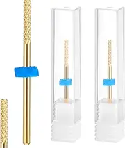 Nail Drill Bits Cuticle, ValueBargain 2 Pcs Gold Carbide Remover for Electric Nail File Manicure and Pedicure Precision Cleaning