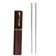 Aluminum Pen Shape Stainless Steel Folding Travel Chopsticks,Silver Z2B29452