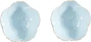 SECFOU 2pcs Flower Ceramic Dipping Plates Porcelain Sauce Dish for Condiment Kitchen BBQ Picnic