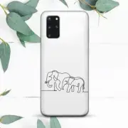 Elephant Line Art Animal Cute White Case For Samsung Note 20 S21 S22 S23 S24 FE