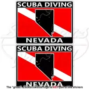 NEVADA SCUBA DIVING Flag-Map Shape USA Rectangular Stickers, Decals 75mm (3") x2