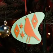 Retro Atomic Bird Christmas Tree Ornament Mid Century Modern Vintage Style