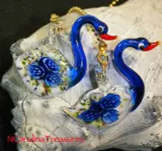 BLUE SWAN FLORAL BURST GLASS CEILING FAN LIGHT SWITCH PULL PULLS LARGE PAIR B743