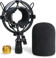 AT2020 Shock Mount with Pop Filter - Foam Windscreen with Microphone Shockmount