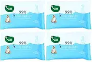 Mother Sparsh Unscented Thick Fabric Baby Water Wipe (Blue, 10 Wipes) - Pack of 4