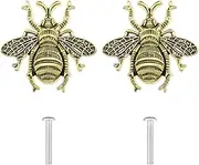 EMSea 2PCS Drawer Knobs Bee Pull Handles with Screws for Cabinet Wardrobe Kitchen Cabinet Cupboard Door Dresser Closet Antique Gold