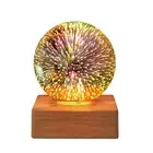 LED Fireworks Night Light Lighting Ornaments 3D Crystal Ball Desk Lamp Decor (A)