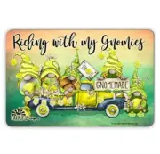 Gnome Sign Lemon Truck, Riding with My Gnomies 8x12 handmade aluminum gnomemade