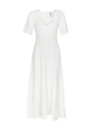 Needle & Thread Pointelle-knit Midi Dress - Cream - 8 (UK8 / S) 8 (UK8 / S)