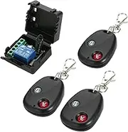 Wireless Remote Switch, Smart Home 433Mhz DC 12V 1CH Wireless Remote Switch Relay Receiver Transmitter Universal Remote Control Switch Module and RF Transmitter Remote Controls Black
