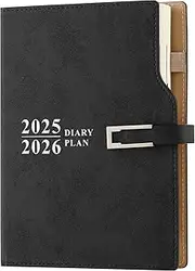 Academic Diary 2025-2026 Day to Page A5 Mid Year Diary 25/26 Pages a Day 12 Month Agenda Daily Planner Monthly Planner for School, Family, Work (Black)