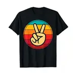 男士純棉 T 恤 RETRO PEACE HAND VINTAGE SHIRT 60 年代 70 年代嬉皮 T 恤 4X