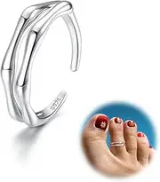 [Kakonia] Toe Rings for Women,925 Sterling Silver Toe Rings,Adjustable Toe Ring Beach Band Nail Rings,Daisy Flower CZ Cross Opal Twist Knot Rings Cuff,Open Womens Foot Jewelry