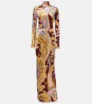 [Etro] Etro Paisley velvet turtleneck maxi dress AU 14 multicoloured