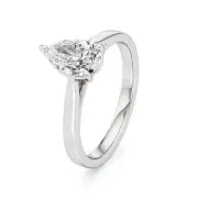 1.00 Carat Pear Lab Grown Diamond Ring 14k White Gold IGI Certified F VS1