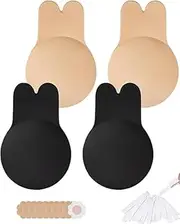 [LEIAOLY] Sticky Bra Adhesive Bra 2 Pairs,Push Up Strapless Backless Bra for Women,Invisible Silicone Bras with Pasties,Strapless Sticky Invisible Push up Silicone Bra for Backless Dress with Nipple Covers