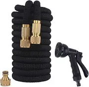 Garden Water Hose 100 Foot Expandable Hose with Brass Connectors with 8 Spray Gun Nozzle and Quick Coupling, High Wash Pressure, 10 m - 30 m Latex Inner Extension