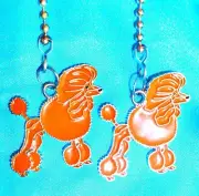 Set of Two ~ Brown POODLES Dog Metal ~ Ceiling Fan Pulls