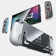 JSAUX Dockable Case for Nintendo Switch 2 2025, PC+TPU Grip Protective Cover for Nintendo Switch2 Accessories, Clear Protective Case Compatible with Switch 2 Console & JoyCon Controller, Split Design