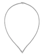 Bloomingdale's Fine Collection Diamond Chevron Tennis Necklace in 14K White Gold, 5.0 ct. t. w.