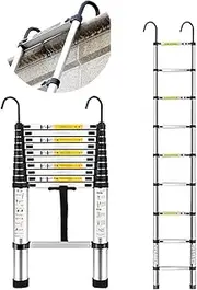 Compact Aluminum Telescoping Ladder Tall Aluminum Telescopic Extension Ladder, Heavy Duty Folding Telescoping Ladder with Hook, for Loft Indoor Outdoor Office House, Load 150kg (Size : 5.7m/18.5ft)