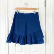 NWT Banana Republic Factory Size 4 Blue Ruffle A Line Mini Skirt Flowy Spring