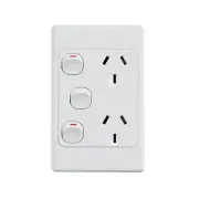 Ultima Double Power Point 250V 10A with16AX Extra Switch - Vertical