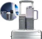 2 in 1 Luggage Cup Holder for Suitcase Airplane Cup Holder for Tray Table Drink Carrier for Stanley Tumblers Coffee Beverage Organizer Luggage Drink Holder Travel Essentials for Flying(gray)