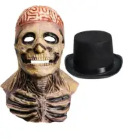 Spooktacular Creations 2 Piece Mask And Hat Skeleton Creepy Latex Mask And Hat