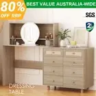 Artiss Dressing Table LED Makeup Mirror Stool Set Cabinet Vanity Desk Pine