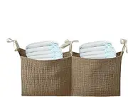 Crib Storage Caddy - Portable Bedside Bag Diaper Nursery Crib Organizer,Multiple-use Organizing Bag Baby Bedding with 2 Pockets for Nappy & Feeding Bottle