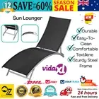 Sun Lounger Steel Frame Folding Sunbed Stylish Patio Deck Pool Lounge Bed Black