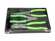 Snap On Tools NEW PLR300G 3 Piece GREEN Soft Grip Pliers / Cutters Set USA